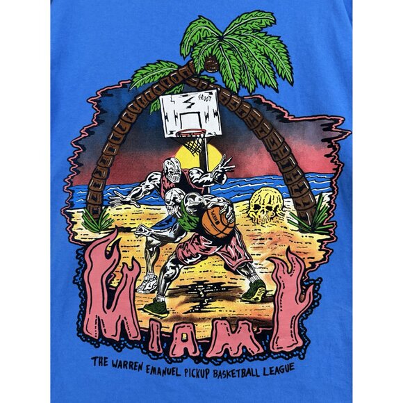 Warren Lotas x Eric Emanuel Shirt Mens Large Miami Pickup Basketball League Blue - Picture 3 of 13